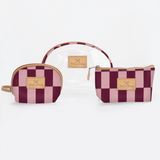 Clear Big Mouth Set | Laminated Fabric Checkmate - Cherry / Chunky Zip Vanity Fabric by Thandana