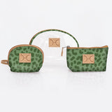 Clear Big Mouth Set | Laminated Fabric Cheetah - Olive / Chunky Zip Vanity Fabric by Thandana