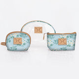 Clear Big Mouth Set | Laminated Fabric Crazy Daisy - Sage / Chunky Zip Vanity Fabric by Thandana