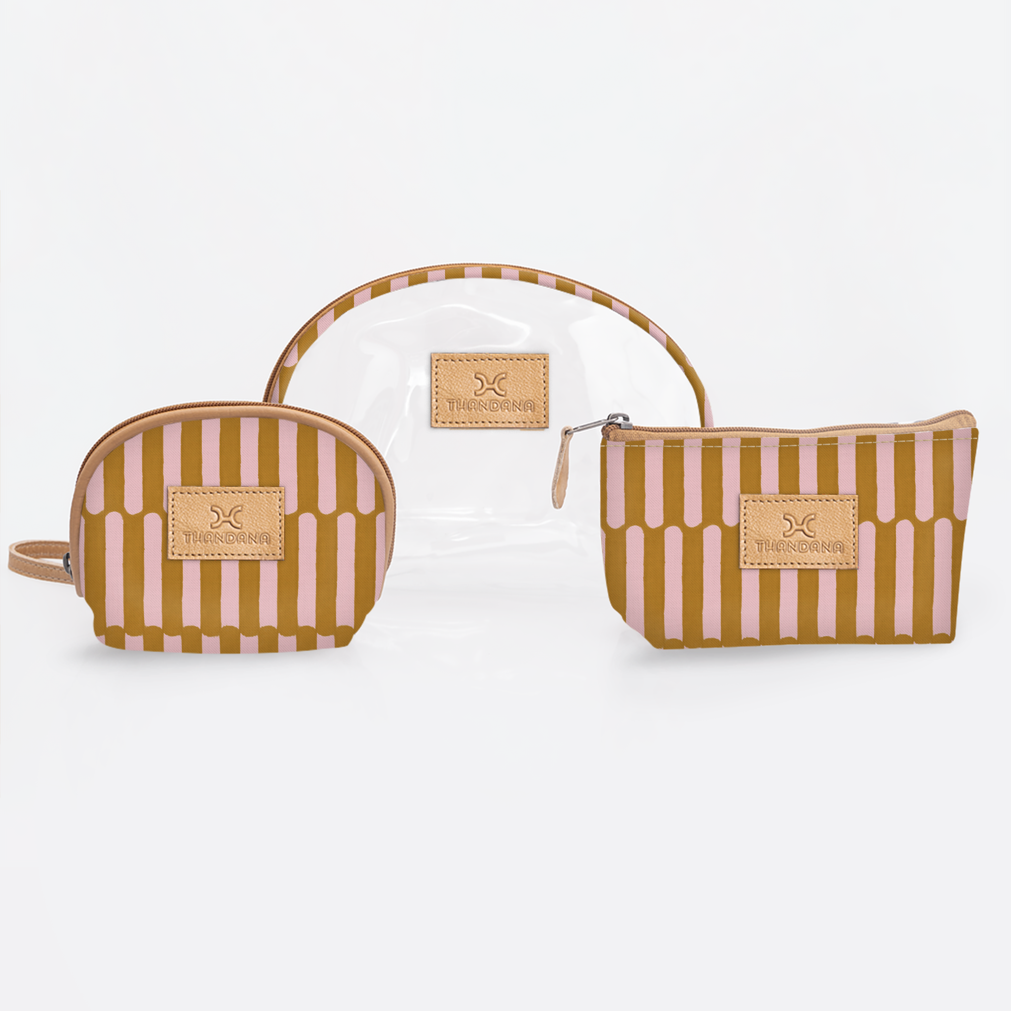 Clear Big Mouth Set | Laminated Fabric Indie - Sunset / Chunky Zip Vanity Fabric by Thandana