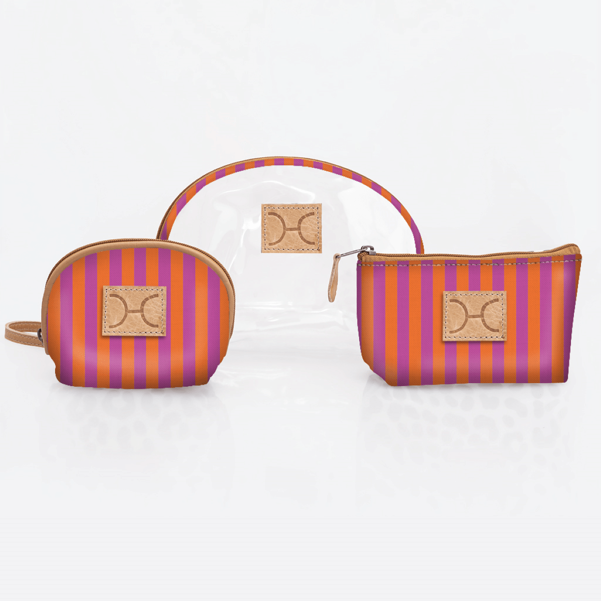 Clear Big Mouth Set | Laminated Fabric Linear - Preppy / Chunky Zip Vanity Fabric by Thandana