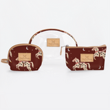Clear Big Mouth Set | Laminated Fabric Midnight Pony - Cherry / Chunky Zip Vanity Fabric by Thandana