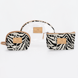 Clear Big Mouth Set | Laminated Fabric Nomad Stripe - Pitch / Chunky Zip Vanity Fabric by Thandana