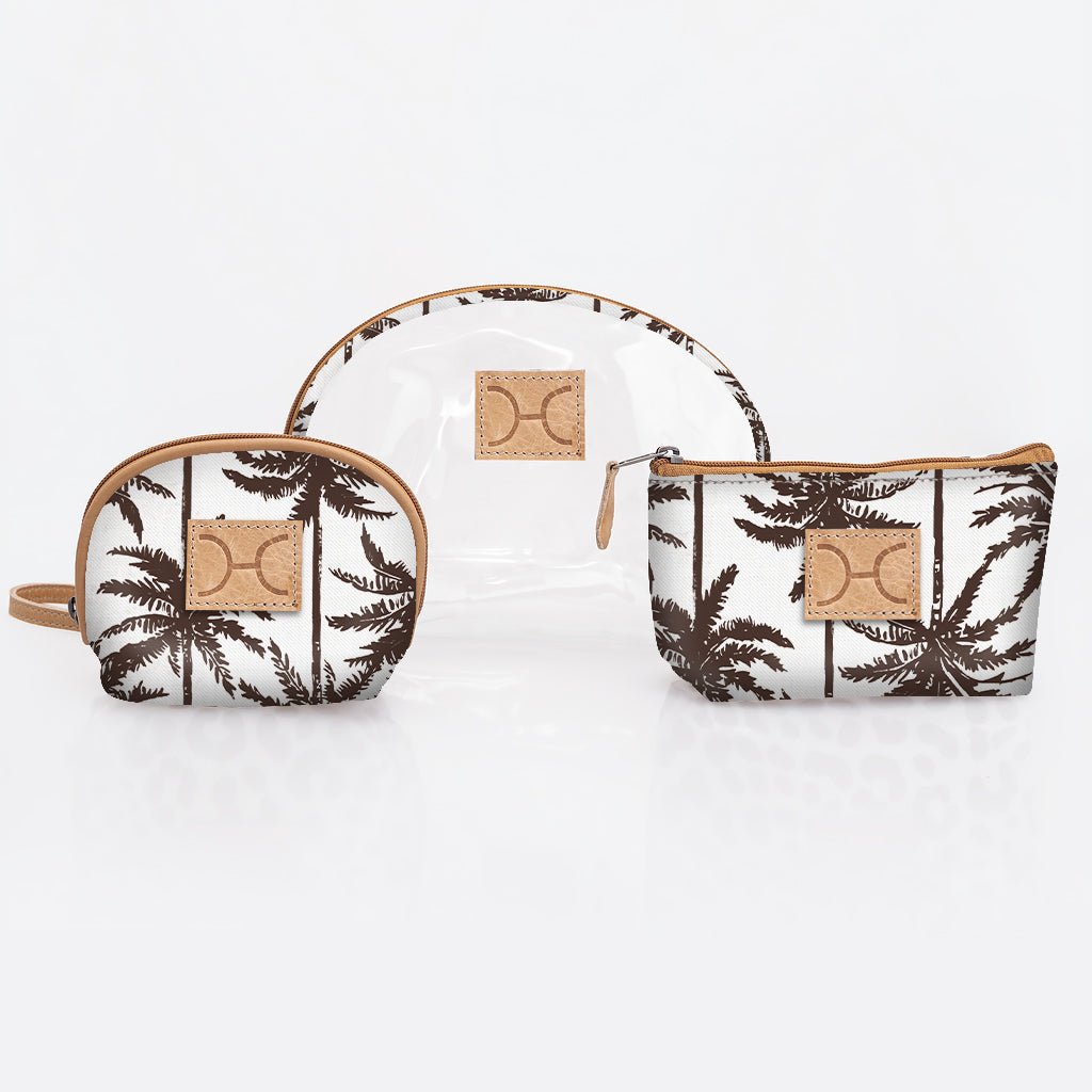 Clear Big Mouth Set | Laminated Fabric Palm - Neutral / Chunky Zip Vanity Fabric by Thandana