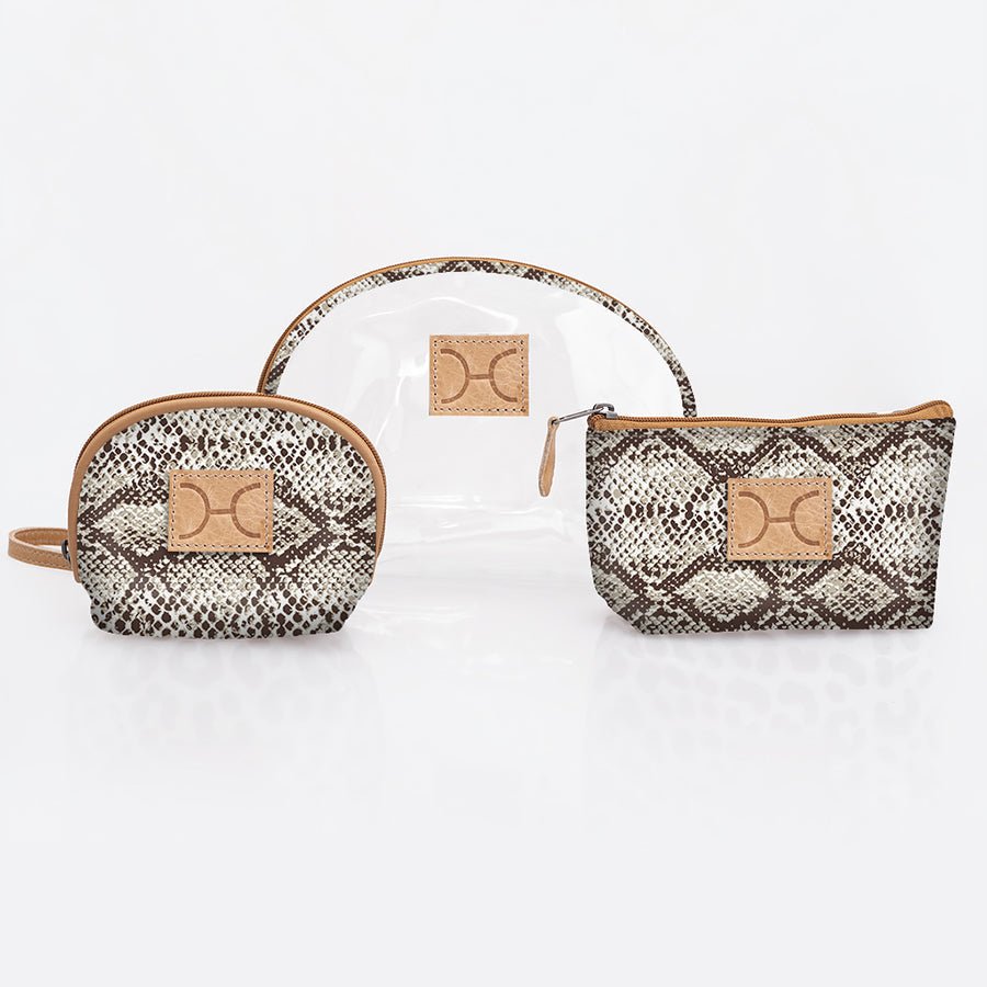 Clear Big Mouth Set | Laminated Fabric Python - Moody / Chunky Zip Vanity Fabric by Thandana