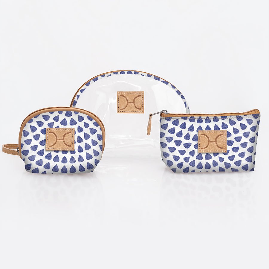 Clear Big Mouth Set | Laminated Fabric Scale Away with me - Dazzling Blue / Chunky Zip Vanity Fabric by Thandana