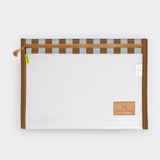 Clear Document Pouch | Laminated Fabric Coastal Stripe - Blue / Chunky Zip Pouch by Thandana