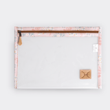 Clear Document Pouch | Laminated Fabric Crazy Daisy - Blush / Chunky Zip Pouch by Thandana