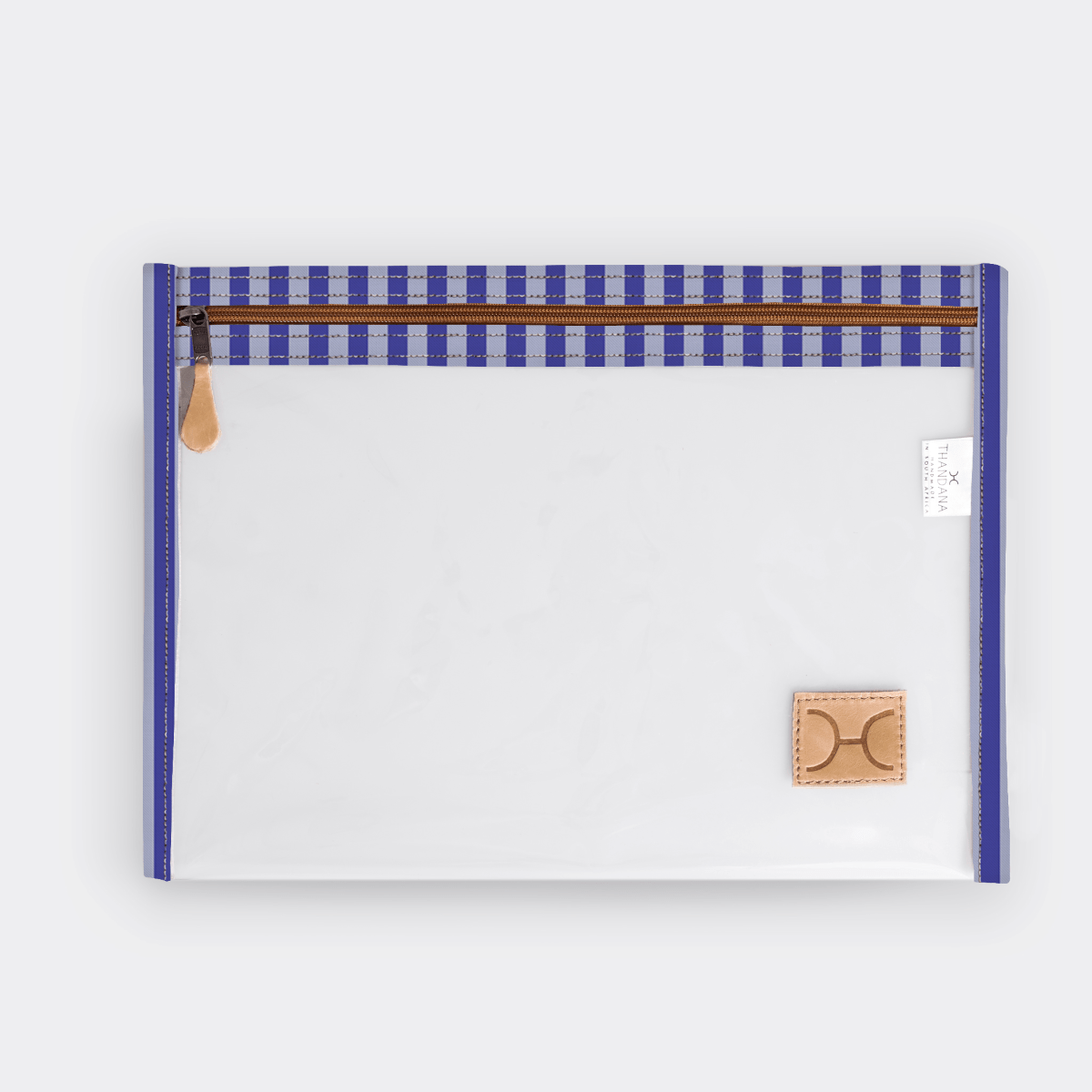 Clear Document Pouch | Laminated Fabric Linear - Jet / Chunky Zip Pouch by Thandana