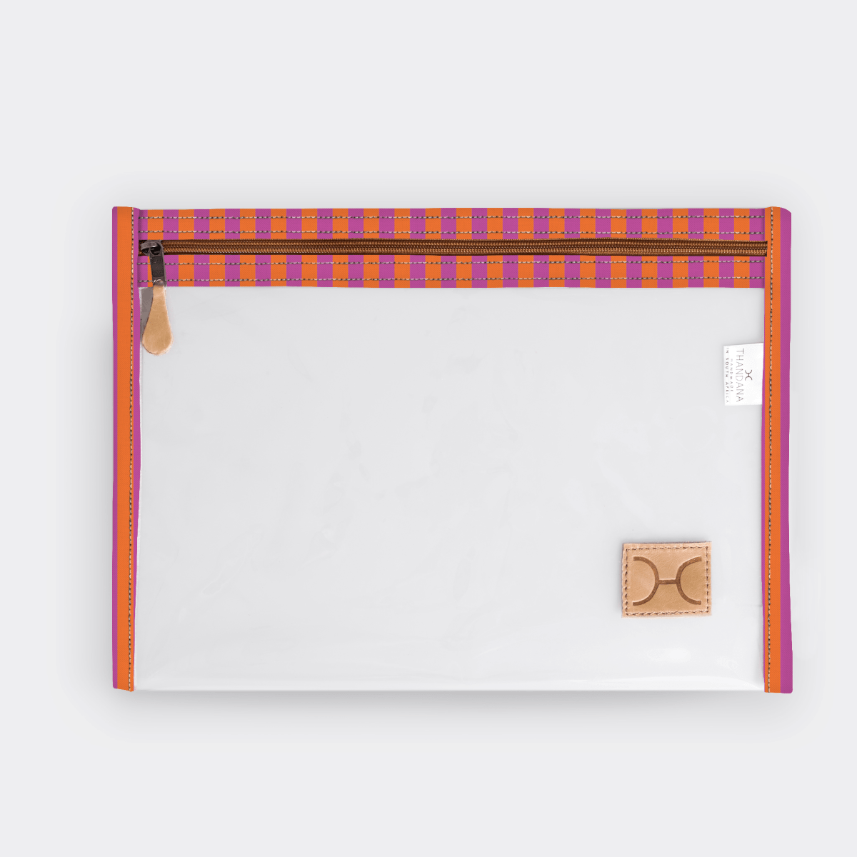Clear Document Pouch | Laminated Fabric Linear - Preppy / Chunky Zip Pouch by Thandana