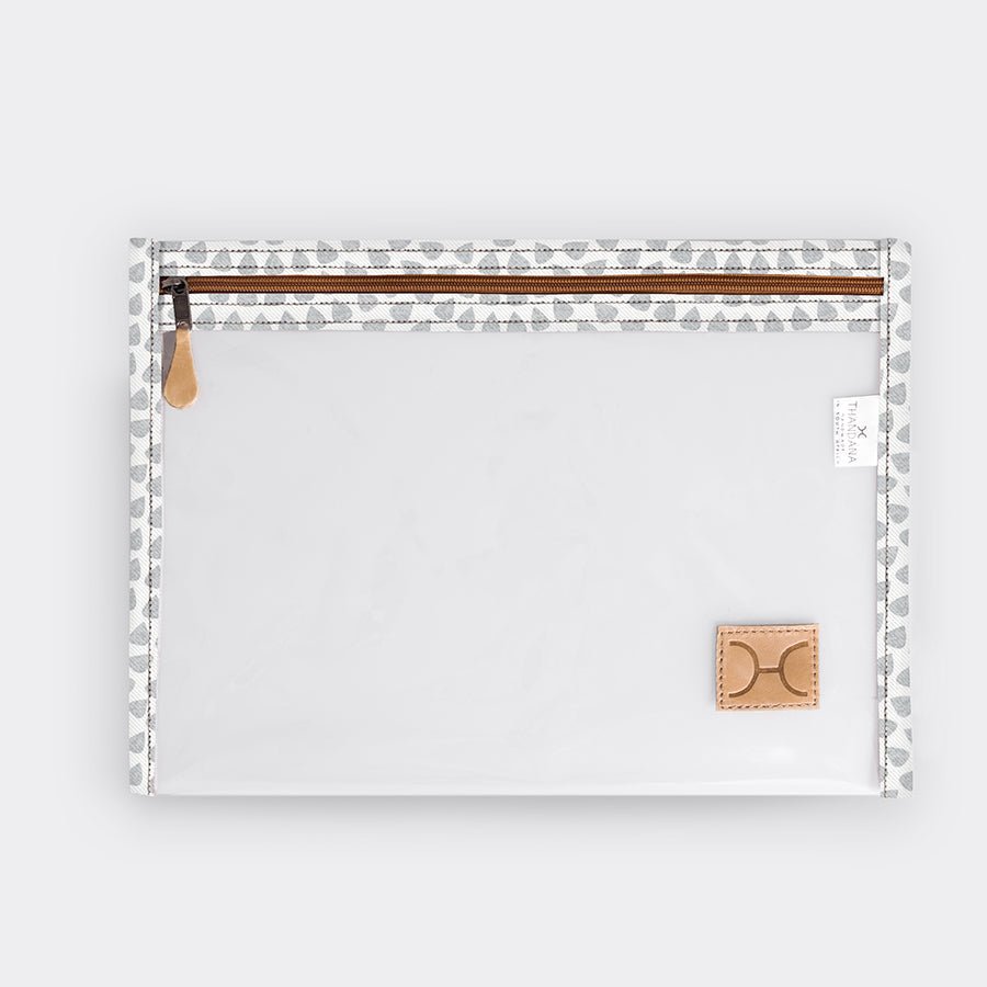 Clear Document Pouch | Laminated Fabric Scale Away with me - Moonstruck / Chunky Zip Pouch by Thandana