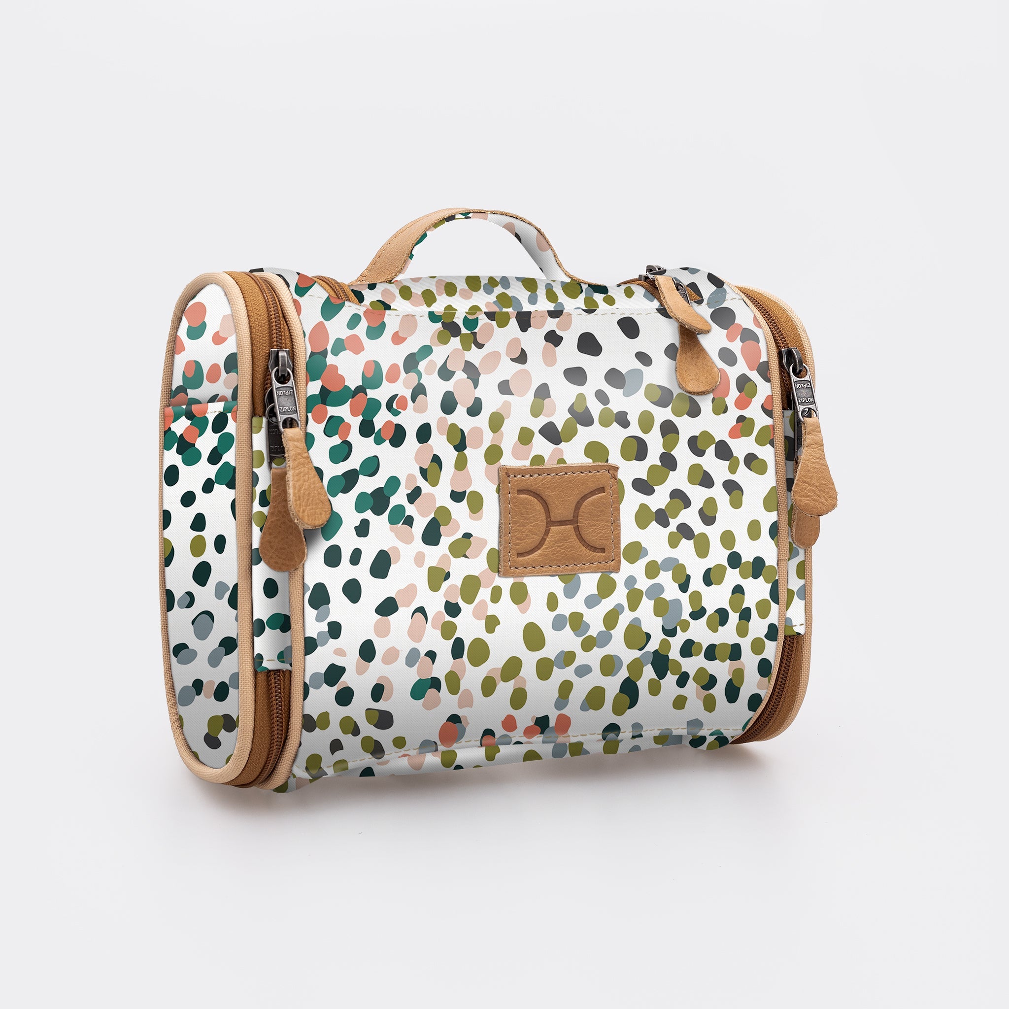 Compact Travel Vanity | Laminated Fabric with Genuine Leather Confetti - All About Vanity Fabric by Thandana