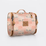 Compact Travel Vanity | Laminated Fabric with Genuine Leather Crazy Daisy - Blush Vanity Fabric by Thandana