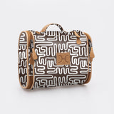 Compact Travel Vanity | Laminated Fabric with Genuine Leather Geo – Black Vanity Fabric by Thandana