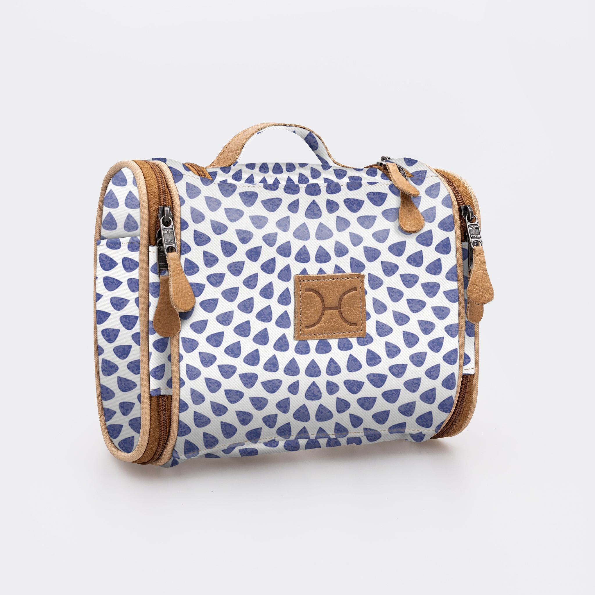 Compact Travel Vanity | Laminated Fabric with Genuine Leather Scale Away with me – Dazzling Blue Vanity Fabric