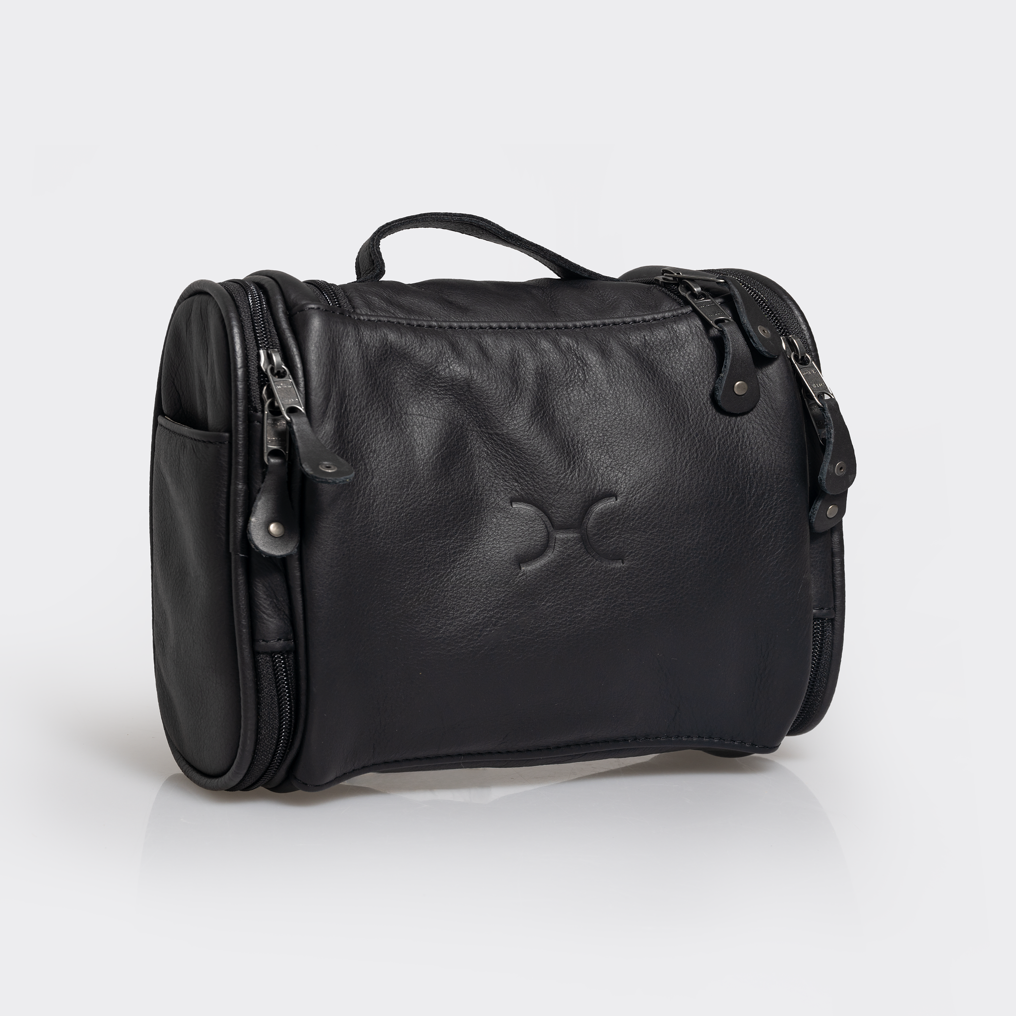 Compact Vanity | Genuine Leather Black Leather Vanity Bag by Thandana