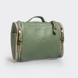 Compact Vanity | Genuine Leather Green Leather Vanity Bag by Thandana
