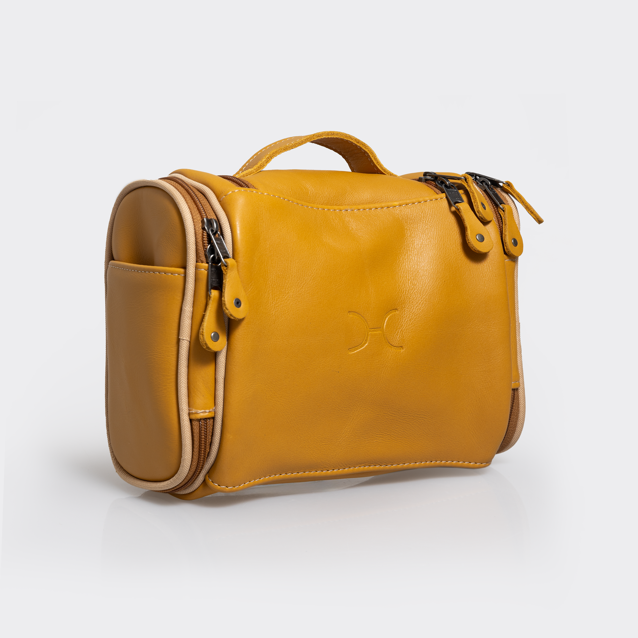 Compact Vanity | Genuine Leather Mustard Leather Vanity Bag by Thandana