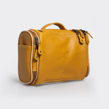 Compact Vanity | Genuine Leather Mustard Leather Vanity Bag by Thandana