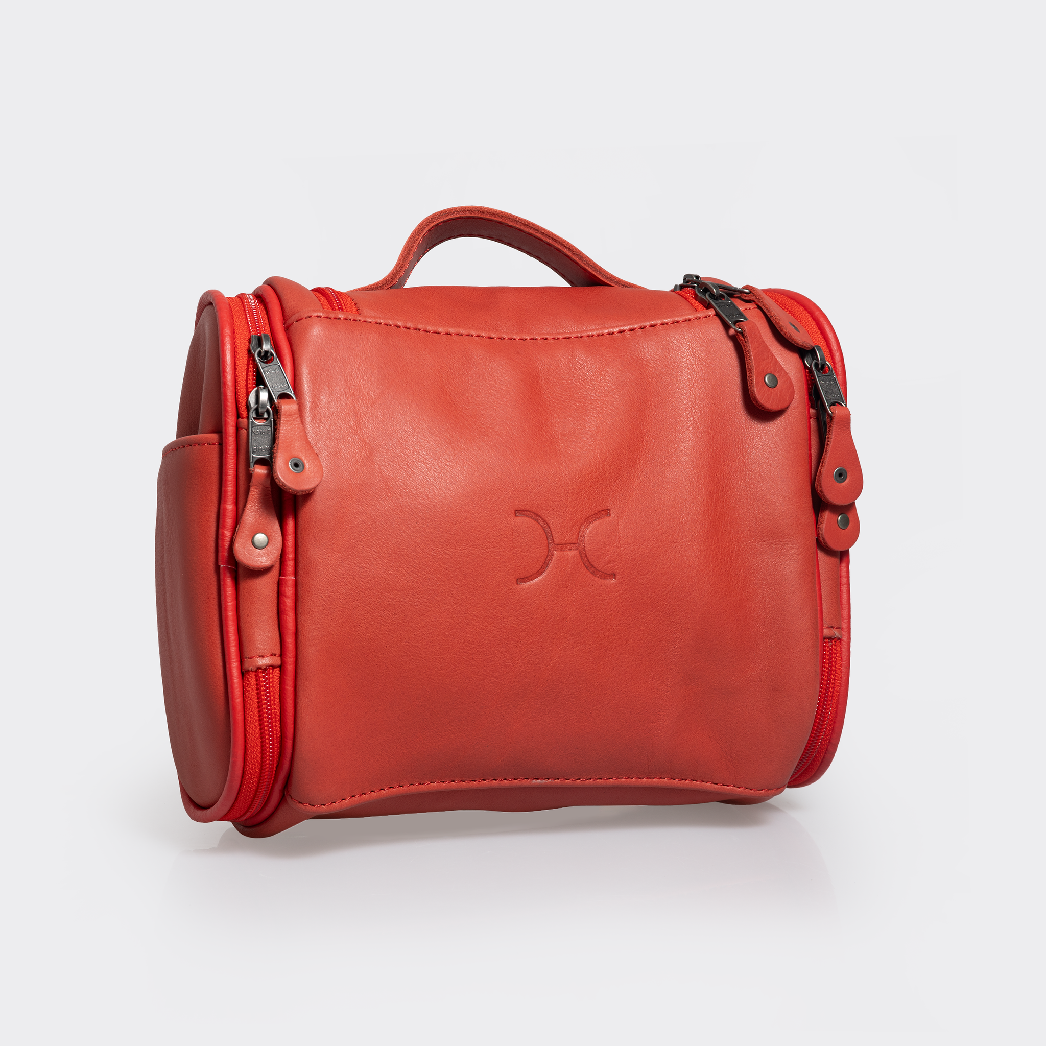 Compact Vanity | Genuine Leather Red Leather Vanity Bag by Thandana