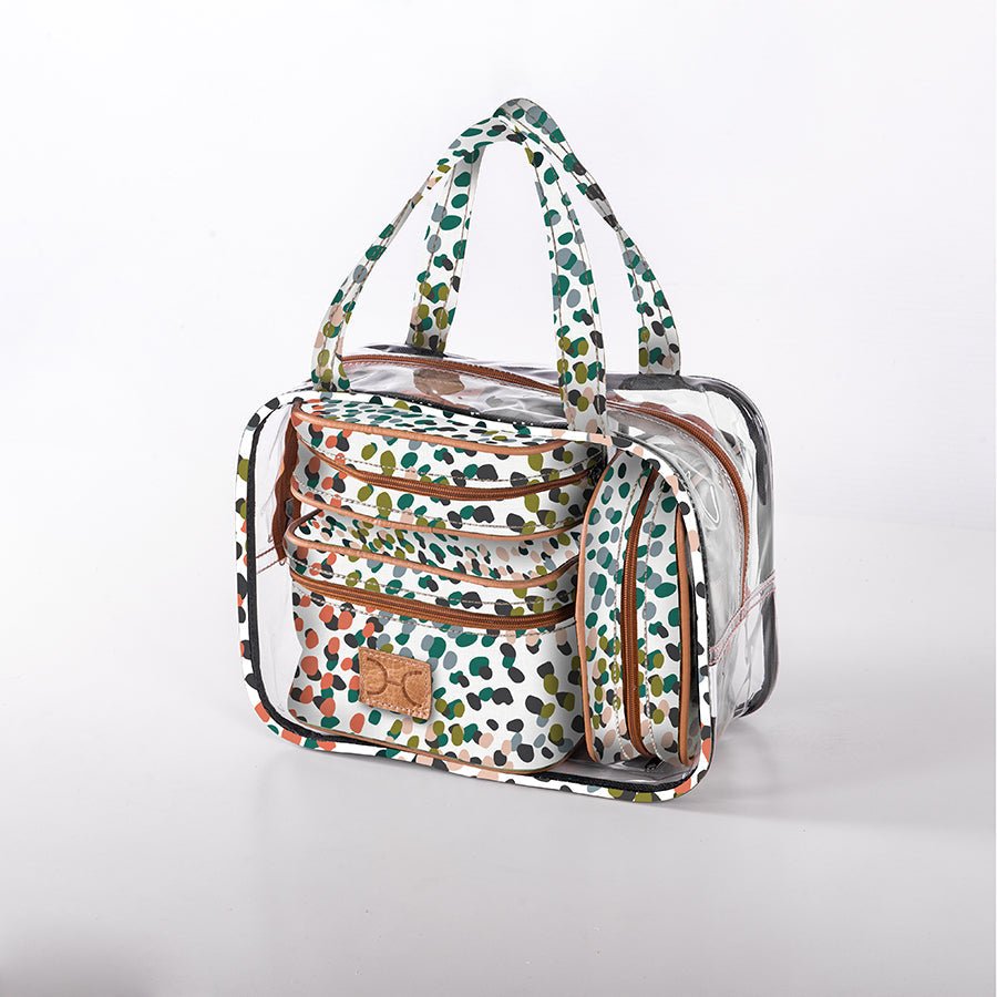 Cosmetic Maxi Bag Set | Laminated Fabric Confetti - All About / Chunky Zip Vanity Fabric by Thandana