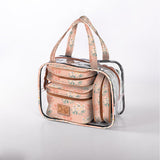 Cosmetic Maxi Bag Set | Laminated Fabric Crazy Daisy - Blush / Chunky Zip Vanity Fabric by Thandana