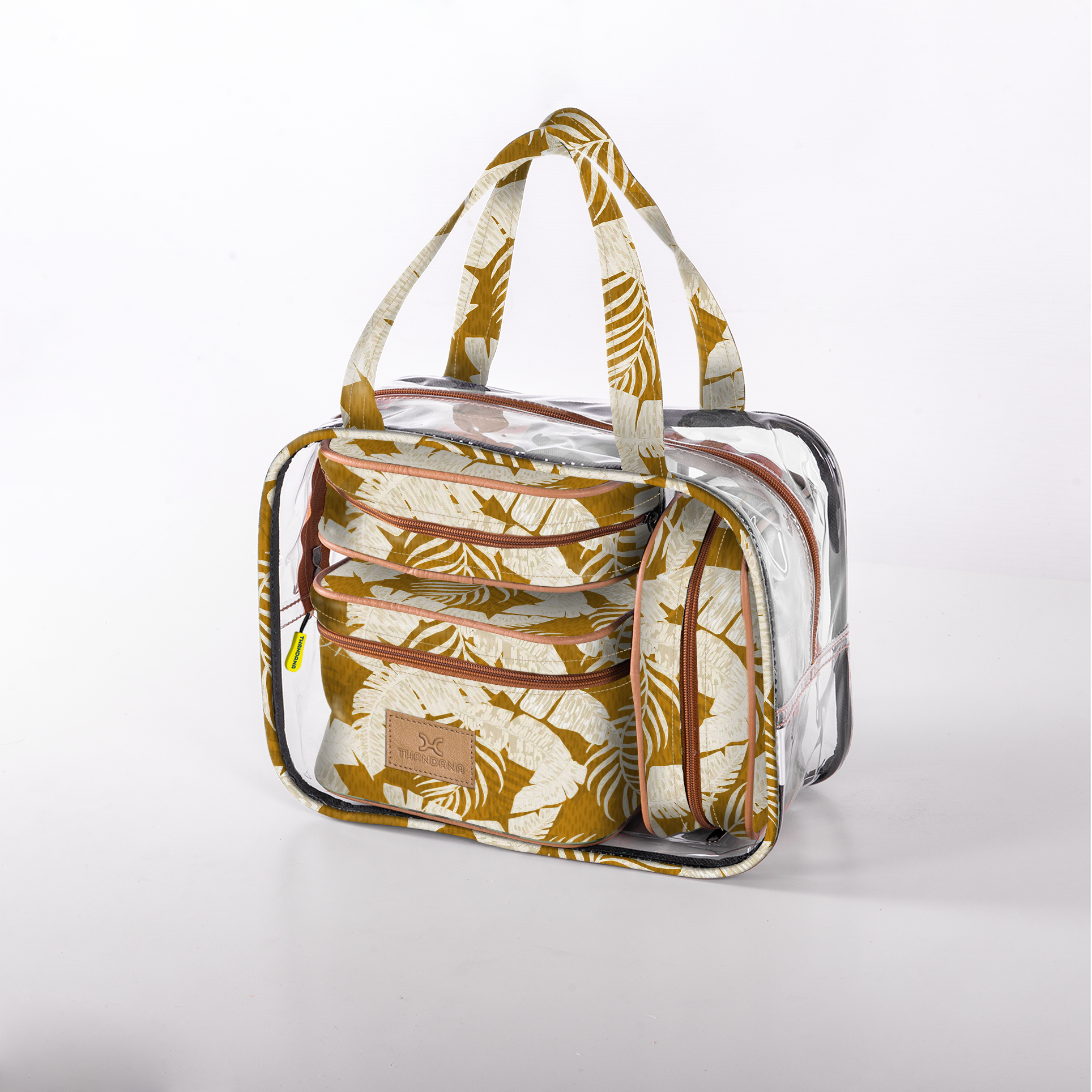 Cosmetic Maxi Bag Set | Laminated Fabric Fauna - Earth / Chunky Zip Vanity Fabric by Thandana