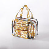 Cosmetic Maxi Bag Set | Laminated Fabric Geo - Sand / Chunky Zip Vanity Fabric by Thandana