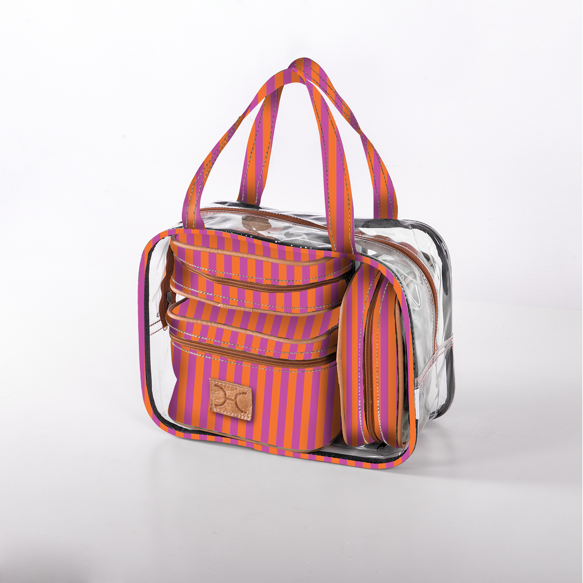 Cosmetic Maxi Bag Set | Laminated Fabric Linear – Preppy / Chunky Zip (new) Vanity Fabric by Thandana