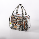 Cosmetic Maxi Bag Set | Laminated Fabric Nomad Stripe - Pitch / Chunky Zip Vanity Fabric by Thandana