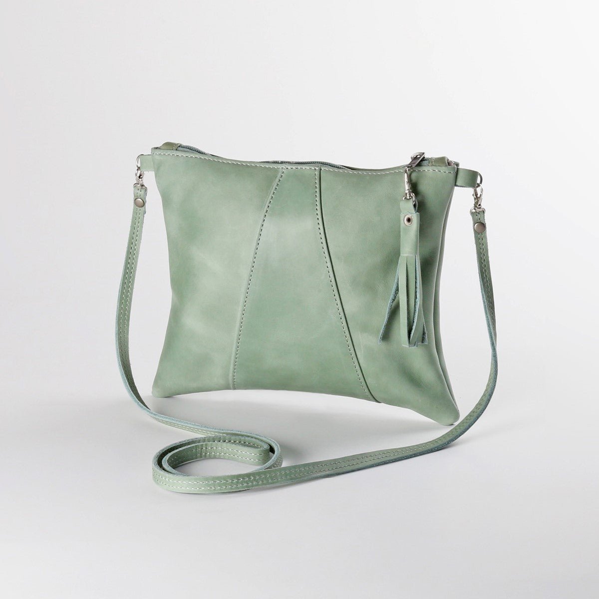 Crossover Handbag | Genuine Leather Green Leather / Gunmetal (default) Crossover Handbag by Thandana