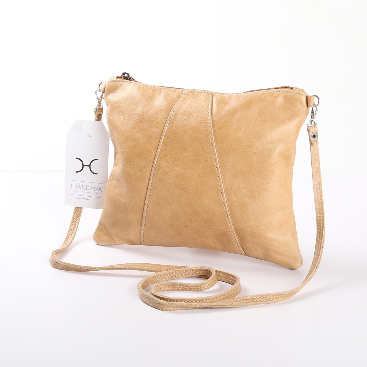 Crossover Handbag | Genuine Leather Hazelnut Leather / Gunmetal (default) Crossover Handbag by Thandana