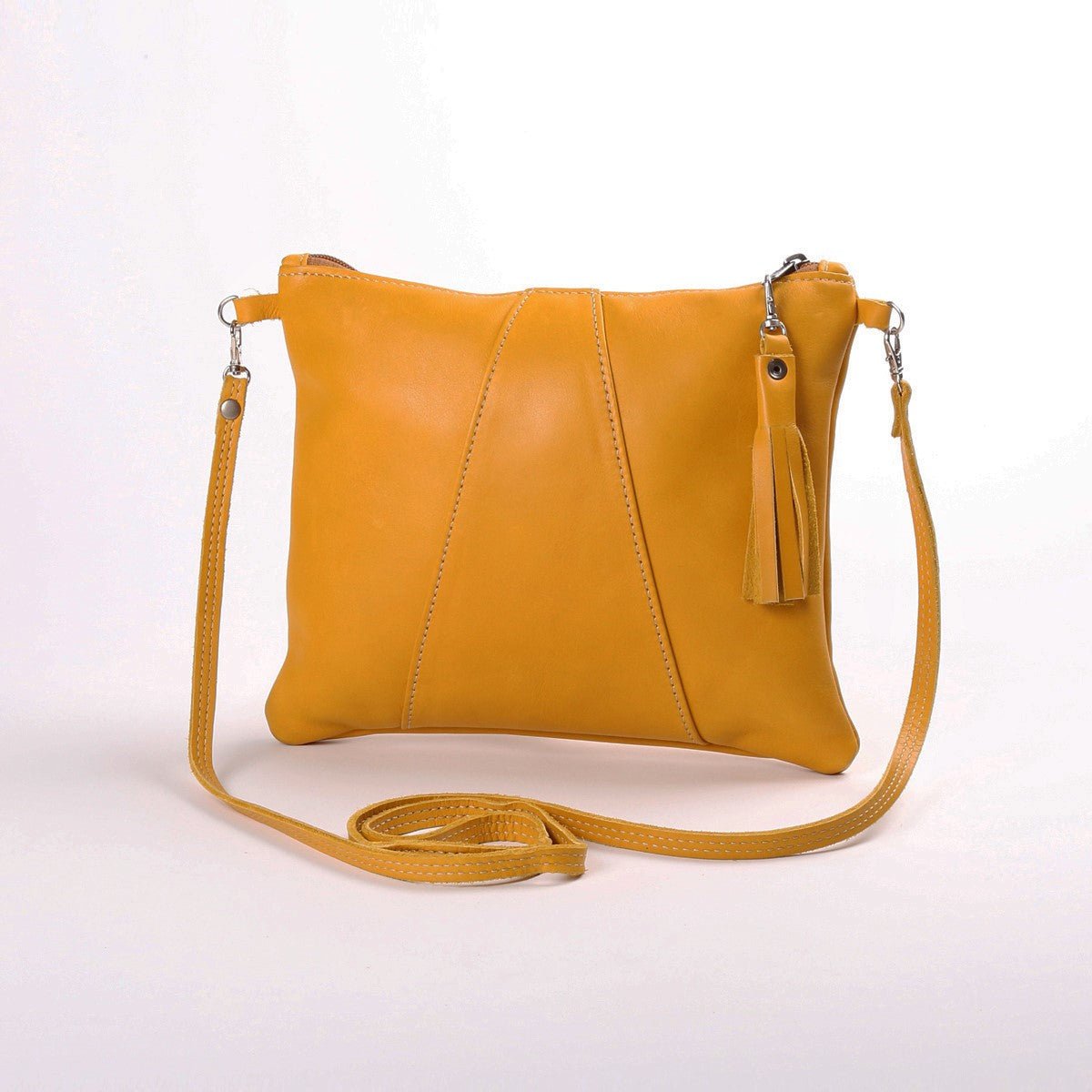 Crossover Handbag | Genuine Leather Mustard Leather / Gunmetal (default) Crossover Handbag by Thandana
