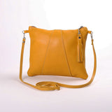 Crossover Handbag | Genuine Leather Mustard Leather / Gunmetal (default) Crossover Handbag by Thandana