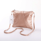 Crossover Handbag | Genuine Leather Rose Gold Leather / Gunmetal (default) Crossover Handbag by Thandana