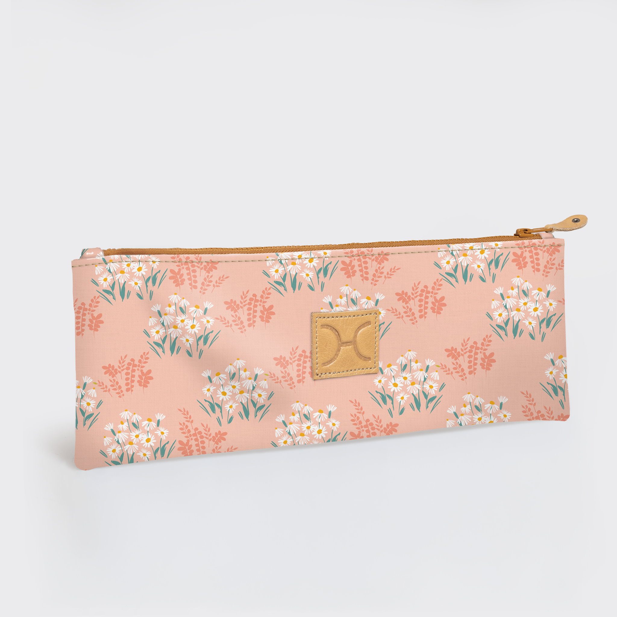 Doodle pencil pouch | laminated fabric - crazy daisy - blush - pencil case