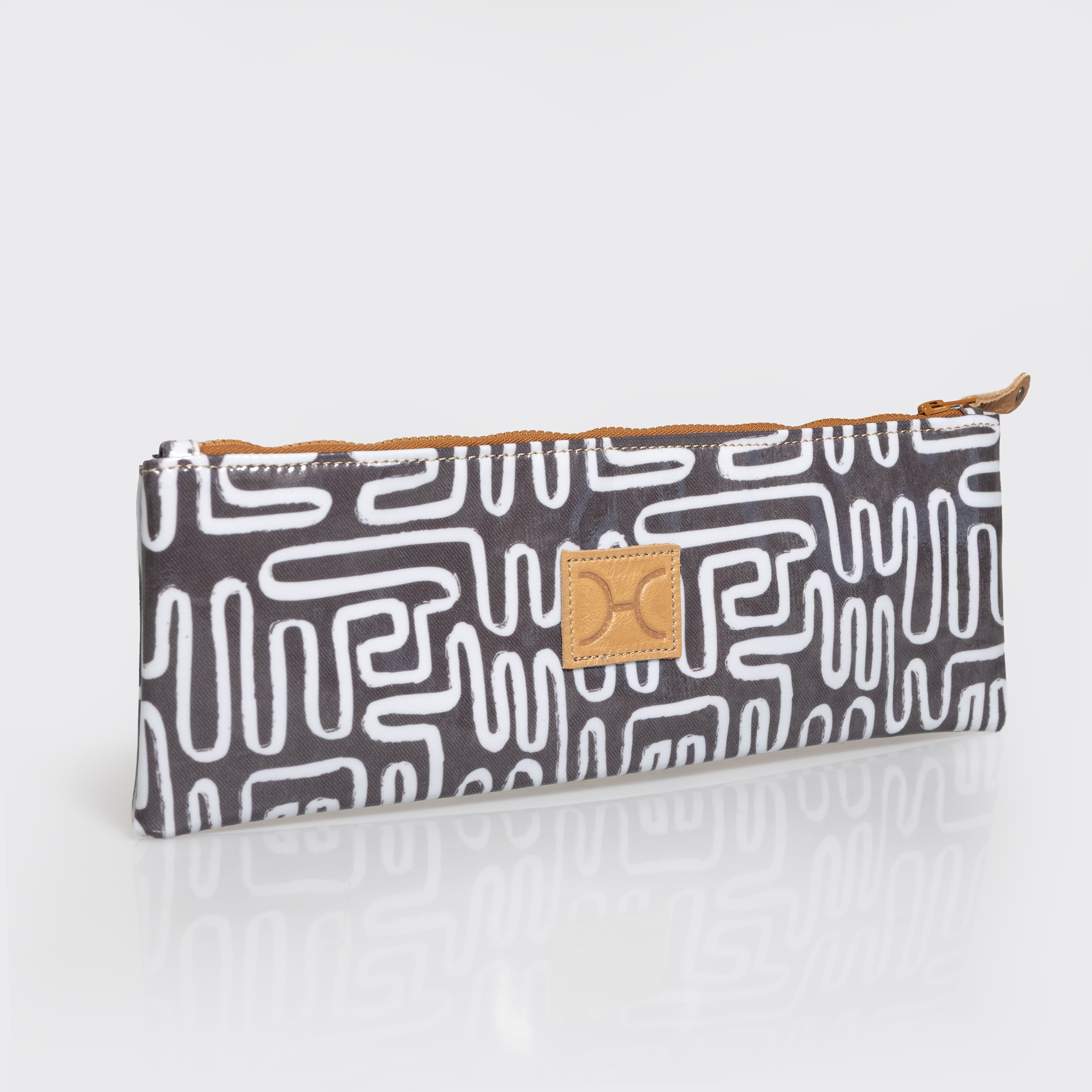 Doodle pencil pouch | laminated fabric - geo -black - pencil case