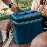 Double Decker Cooler Bag | Genuine Leather Aqua Leather Double Decker Cooler Bag by Thandana