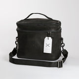Double Decker Cooler Bag | Genuine Leather Black Leather Double Decker Cooler Bag by Thandana