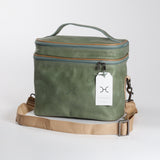 Double Decker Cooler Bag | Genuine Leather Green Leather Double Decker Cooler Bag by Thandana