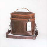 Double Decker Cooler Bag | Genuine Leather Tobac Leather Double Decker Cooler Bag by Thandana