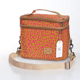 Double Decker Cooler Bag | Laminated Fabric with Genuine Leather Cheetah - Preppy / Chunky Zip Double Decker Cooler Bag