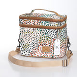 Double Decker Cooler Bag | Laminated Fabric with Genuine Leather Confetti - All About / Chunky Zip Double Decker Cooler