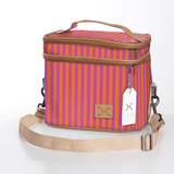 Double Decker Cooler Bag | Laminated Fabric with Genuine Leather Linear - Preppy / Chunky Zip Double Decker Cooler Bag