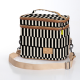 Double decker cooler bag | laminated fabric with genuine leather - indie - pitch / chunky zip - double decker cooler bag