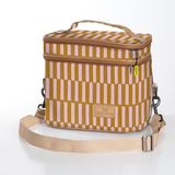 Double decker cooler bag | laminated fabric with genuine leather - indie - sunset / chunky zip - double decker cooler