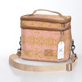 Double Decker Cooler Bag | Laminated Fabric with Genuine Leather Python - Bloom / Chunky Zip Double Decker Cooler Bag