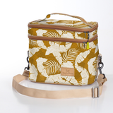 Double decker cooler bag | laminated fabric with genuine leather - fauna - earth / chunky zip - double decker cooler bag