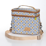 Double decker cooler bag | laminated fabric with genuine leather - nova - mist / chunky zip - double decker cooler bag