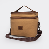 Double Decker Cooler Bag | Wax Canvas with Genuine Leather Double Decker by Thandana